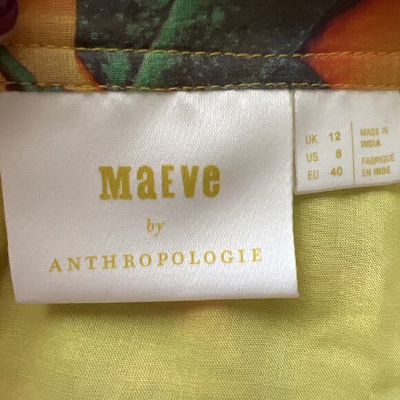 MAEVE Anthropologie 8 Multicolor Summer Oranges Orchard Cotton Maxi Skirt V12 - Picture 10 of 10
